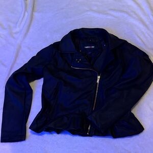 Girls Faux Leather Black Jacket Size 14/16 Like New